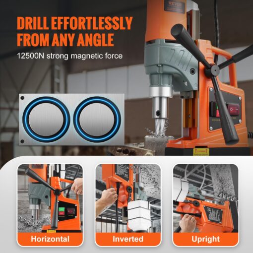 VEVOR Mag Drill Press, 1300W 1.57" Boring Diameter, 2922lbf Power Portable Magnetic Drill, 810 PRM, 11Pcs Drill Bits Electric Drilling Machine for Metal Surface, Industrial and Home Improvement - Image 7