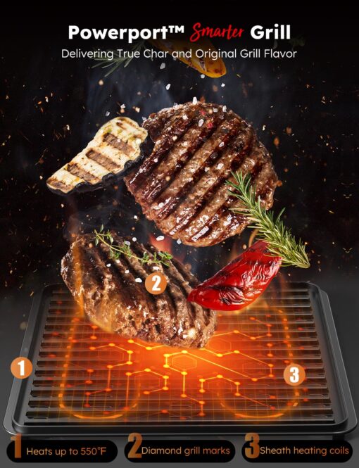 Nuwave X Chef Todd English Air Fryer Oven Combo, Plug-In Grill w/Sheath Heaters, Authentic Char Flavor, 2024 New Convection System, 2X More Even, 100 Presets, Smarter Probe, 50-550°F, Stainless Steel - Image 8