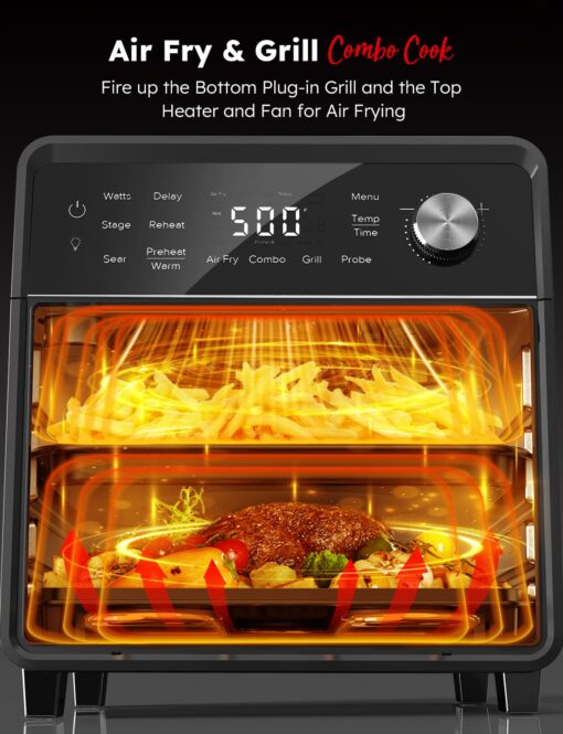 Nuwave X Chef Todd English Air Fryer Oven Combo, Plug-In Grill w/Sheath Heaters, Authentic Char Flavor, 2024 New Convection System, 2X More Even, 100 Presets, Smarter Probe, 50-550°F, Stainless Steel - Image 7