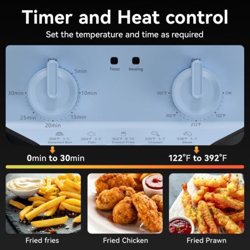Commercial Deep Fryer w/Basket & Lid, 10.6QT Large Electric Fryer, Oil Fryer for Chicken/Fish, w/30-Min Timer, Adjustable Temp, Safety Lock, Overheat Reset, 1700W for Home/Restaurant Use - Image 7