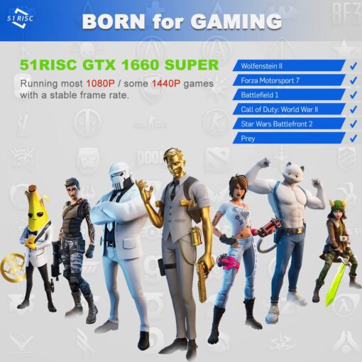 51RISC GeForce GTX 1660 Super Graphics Card, 6GB GDDR6 Gaming PC GPU 192bit Video Card PCIe 3.0 x16 DP HDMI DVI Display 1660S Game Cards - Image 7