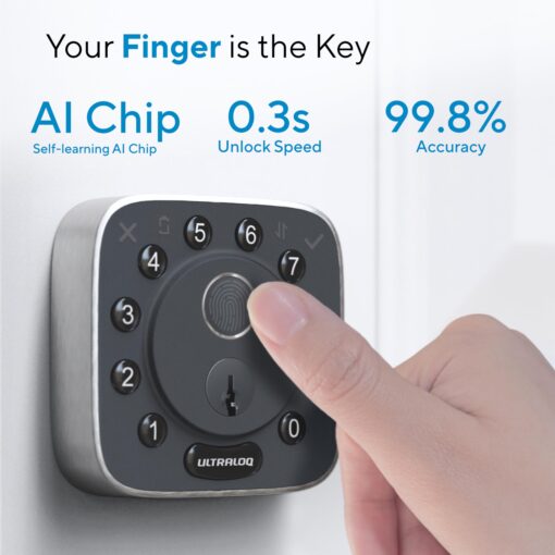 ULTRALOQ Bolt Fingerprint Smart Lock with Door Sensor, Built-in WiFi Smart Locks for Front Door, Biometric Smart WiFi Deadbolt, Auto Unlock, 10 Months Battery, IP65 Waterproof, BHMA Grade AAA - Image 7