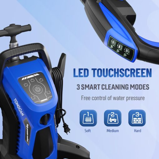 Electric Pressure Washer 5000PSImax 3.2GPM Pressure Washer Electric Powered with Upgrade Spray Handle Smart Control and 4 Anti-Tipping Wheels for Effortlessly Cleaning - Image 6