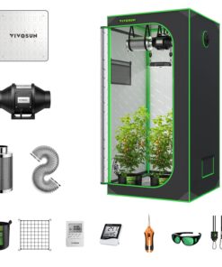 VIVOSUN 2.7 x 2.7 ft. Growing Tent Kit Complete, 32" x 32" x 63" Grow Tent Complete System with VS1000 Led Grow Light 4 Inch 190CFM Inline Fan Carbon Filter and 8 ft. Ducting Combo