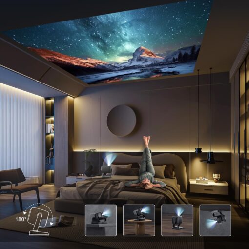 4K Smart Projector with 5G WiFi and Bluetooth 5.2, 600 ANSI Portable Projector with Built in App, 1080P Outdoor Movie Projector with 4P4D Correction, Max 220" Compatible with iPhone/Android/TV Stick - Image 6