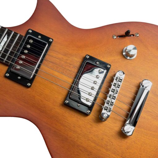 EART EGLP-610 Electric Guitar Solid-Body Electric Guitar,Custom Alnico-II Humbuckers, Satin Sapphire Blue, Satin Gunmetal Black, Satin Honey Tea - Image 5