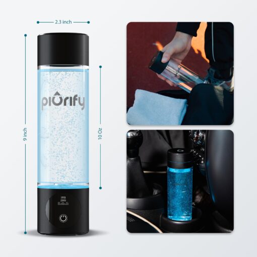 Hydrogen Water Bottle Generator - Up to 4100+ PPB Concentration - SPE/PEM Technology - Certified H2 Generator - Portable Athletic Performance & Hydration System - 6-Hour Hydrogen Retention (Black) - Image 3