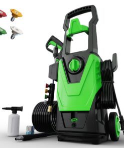 Zelonpro Electric Pressure Washer, 4800PSI 3.2 GPM Power Washer 2025 Upgraded with 55FT Cleaning Range, 4 Nozzles, Foam Cannon, High Pressure Cleaning Machine for Cars, Homes, Patios, Fences, Green