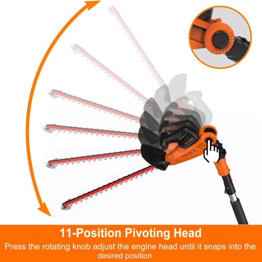 GARCARE 2 in 1 Hedge Trimmer Cordless with 20V, 4.0Ah Li-Ion Battery and Quick Charger Tree Trimmer 510mm Dual-Action Laser Blade, 7/10inch Cutting Capacity - Image 7
