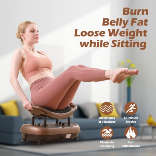EILISON FITABS 3D Vibration Plate Exercise Machine - Ocsillation, Pulsation + 3D Motion Vibration Platform | Whole Body Viberation Machine for Lymphatic Drainage, Weight Loss, Recovery (Fitabs Brown) - Image 2