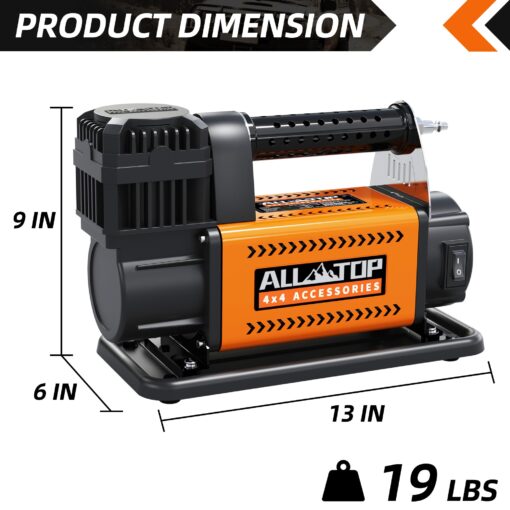 ALL-TOP Air Compressor with Digital Pressure Gauge Tire Inflator Kit, 12V Portable Inflator 7.06ft³/Min, Offroad Air Pump for Truck Tires, Heavy Duty Max 150 PSI for 4x4 Vehicle & RV - Image 5