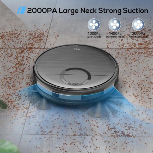 Robot Vacuum and Mop Combo, 2 in 1 Mopping Robot Vacuum Cleaner with Schedule, Wi-Fi/App/Remote, 2000Pa Max Suction, Self-Charging Robotic Vacuum, Slim, Ideal for Hard Floor, Pet Hair, Low-Pile Carpet - Image 4