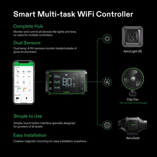 VIVOSUN GIY Smart Grow Tent System 2x2, WiFi-Integrated Grow Tent Kit, with Automate Ventilation and Circulation, Schedule Full Spectrum 100W LED Grow Light, and GrowHub E42A Controller - Image 6