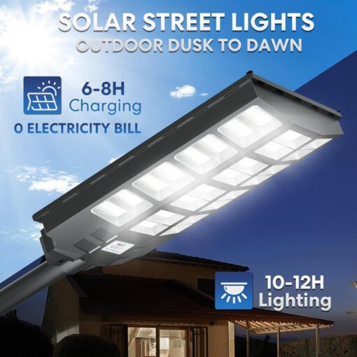 VOOJOY 8000W Solar Street Light, 2 Pack Dusk to Dawn Solar Flood Lights Outdoor with Motion Sensor and Remote Control for Yard, Parking Lot, Garage, Street - Image 5