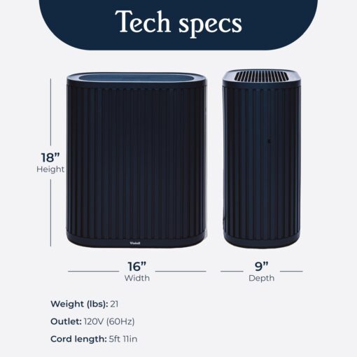 Windmill Air Purifier for Home - 3-In-1 Filtration for Smoke & More - True HEPA Filter, Activated Carbon, & Pre-Filter - Covers Up To 1950 sq ft - Ultra-Quiet - App Compatible - Navy - Image 3