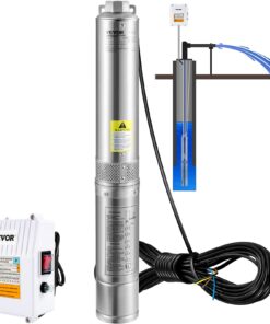VEVOR Deep Well Submersible Pump, 3HP 230V/60Hz, 37GPM 640 ft Head, with 33 ft Cord & External Control Box, 4 inch Stainless Steel Water Pumps for Industrial, Irrigation and Home Use, IP68 Waterproof