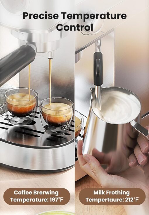 Gevi Commercial Espresso and Coffee Makers, Professional 20 Bar Espresso Maker with Milk Frother, Stainless Steel Expresso Coffee Machines for Home, Compact Cappuccino Machine, Great Gift - Image 3