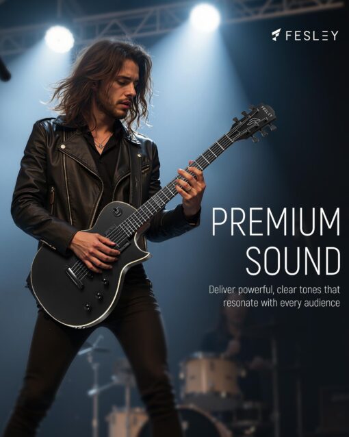 Fesley 39" LP Electric Guitar Kit: Full Size Solid Body Electric Guitars for Beginners with Humbucker Pickups, Poplar Body, Mahogany Neck,22 Frets,6 String Guitar with Gig Bag,Cable,FLP350,Matte,Black - Image 3