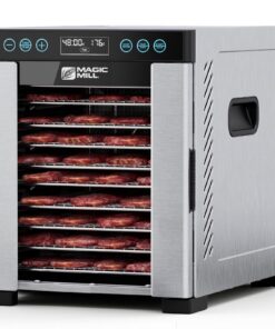 Magic Mill Pro Food Dehydrator Machine | 10 Stainless Steel Trays | Dryer for Jerky, Dog Treats, Herb, Meat, Beef, Fruit | Keep Warm Function, Digital Timer and Temperature Control, ETL Approved