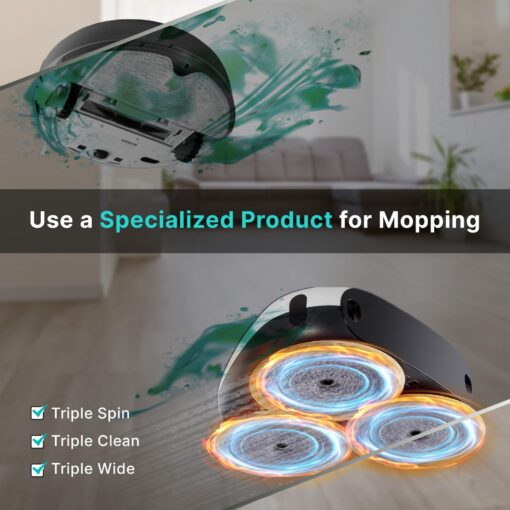 EVERYBOT Three-Spin Robot Mop - Ultra Quiet Smart Mopping Robot Cleaner Only | Powerful Stylish 3 Spin Wet Mop for Hard Floor & Tile Cleaning with Remote Control | Large Water Tank - Image 6