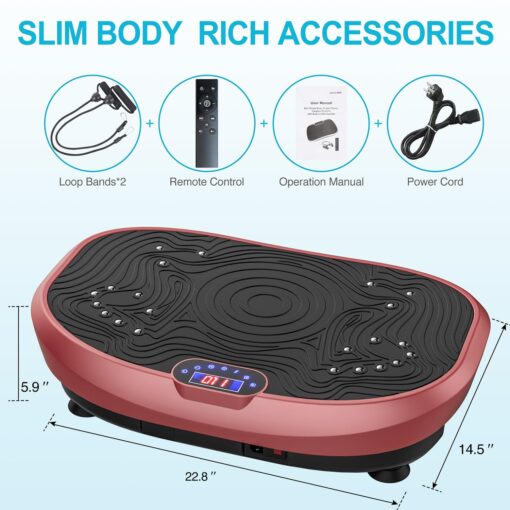 AXV Vibration Plate Exercise Machine Whole Body Workout Music Vibrate Fitness Platform Lymphatic Drainage Machine for Weight Loss Shaping Toning Wellness Home Gyms Workout - Image 3