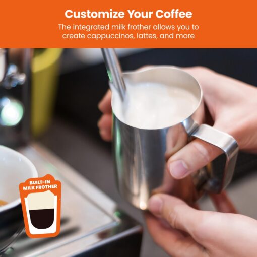 Chefman 6-in-1 Espresso Machine with Steamer, Automatic One-Touch Coffee Maker, Single or Double Shot Cappuccino Machine, Latte Maker, Espresso Maker with Milk Frother, Black - Image 7