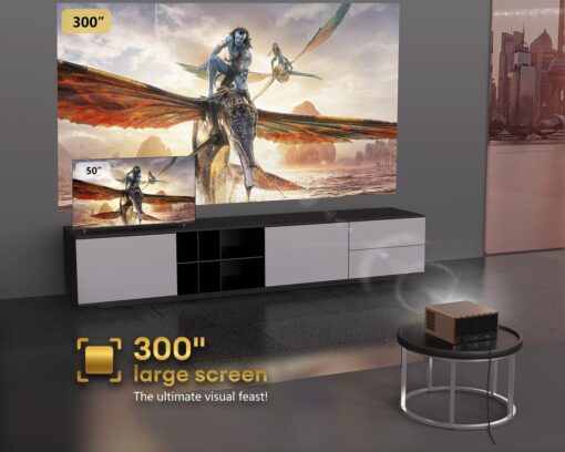 4K Projector with WiFi and Bluetooth, XIDU 1200 ANSI Native 1080P Outdoor Projector with 25%Zoom, Fully Sealed Engine, HDR10+, 20W Speakers, Movie Projector for Phone/iOS/Android/HDMI/USB/TV Stick - Image 2