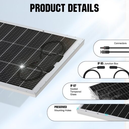 ECO-WORTHY Bifacial 195 Watt 12 Volt 12BB Solar Panel Monocrystalline Double-Sided Power Generation Rigid High-Efficiency PV Module Power Charger for RV,Sunsheds,Canopies,Farms,Home and Off-Grid - Image 5