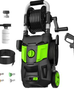 DECOKTOOL Electric Pressure Washer, 5000PSI Max 3.2 GPM Power Washer with 20FT Hose, 35FT Power Cord, 4 Nozzles, Foam Cannon & Spray Gun, High Pressure Washer for Car, Patio, Fence, Window (Green)