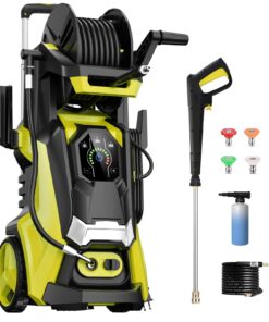 Electric Pressure Washer 5000PSIMax 3.6GPM Power Washer Touch Screen Adjustable Pressure 4 Nozzles and 500ml Foam Cannon Power Washer Cleaning for Car Yellow