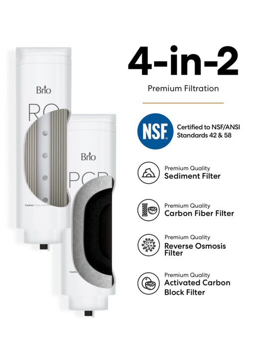 Brio G20-U Reverse Osmosis Water Filtration System, Smart Display Faucet, 700 GPD, 2:1 Pure to Waste, TDS Reduction, Composite & RO Filters, Brown - Image 8