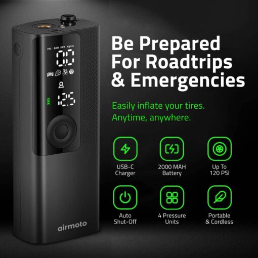 Airmoto and Power Kit Bundle Deal - 3 bundle - Tire Inflator Portable Air Compressor with Power Kit for Charging at Home and on The Road - Cordless Air Pump for Car Tires, Motorcycle, Bicycle - Image 4