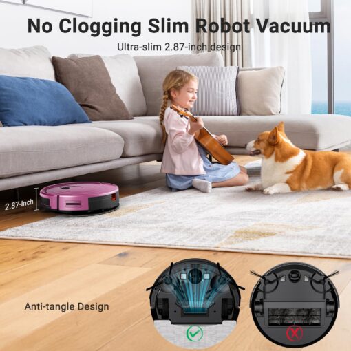 Robot Vacuum and Mop Combo 2 in 1 Mopping Robot Vacuum Cleaner with Schedule WiFi/Alexa/App Smart Self-Charging Robotic Vacuum Ultra-Slim Quiet Tangle-Free Ideal for Hard Floor Pet Hair Carpet-650mL - Image 5