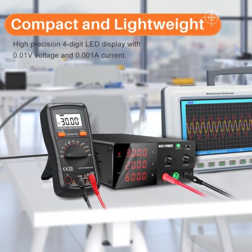 NICE-POWER DC Power Supply Variable, 30V 20A 600W High Power Bench Power Supply with Encoder Knob and Output Switch, Lab Power Supply Adjustable Switching Regulated Power Supply for Repair/Test - Image 3