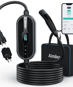 AIMILER Level 1/2 Tesla Charger(WiFi APP), 16Amp, 240V Nema 6-20 Plug & 120V NEMA 5-15 Adapter, 25ft ETL Listed Cord - Portable/Home NACS Connector Electric Car(EV) Charger for Tesla Model X/Y/3/S