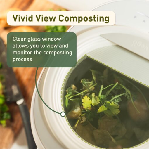 Vego Kitchen Composter, 4L Electric Composter Countertop 5 Modes Weight-Based Smart Compost Bin with App Odorless Auto-Cleaning Food Waste Compost Machine Indoor, White - Image 6