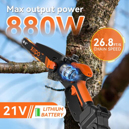 Xilpo 2-in-1 Cordless Pole Saw,8 Inch Electric Pole Chainsaw for Tree Trimming with 21V Battery, Auto Oiling, 15 FT Max Extension Portable Pole Saws for Aerial logging, pruning, landscaping - Image 7