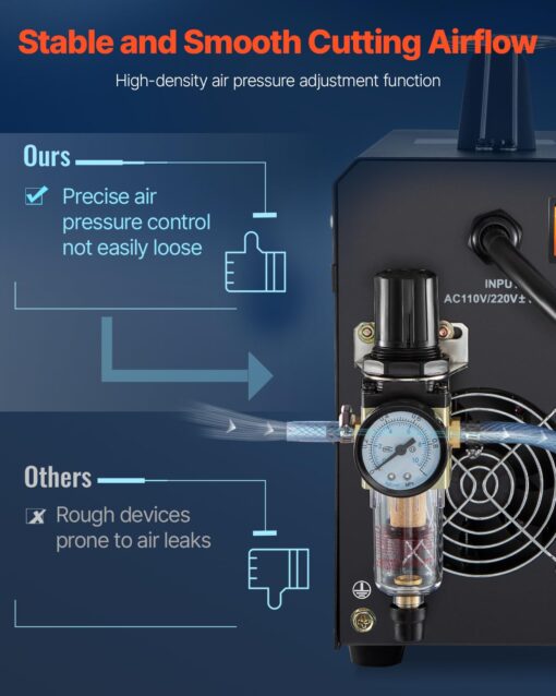 VEVOR Plasma Cutter, 50Amp, Non-Touch Pilot Arc Air Cutting Machine with Torch, 110V/220V Dual Voltage AC IGBT Inverter Metal Cutting Equipment for 1/2 in Clean Cut Aluminum and Stainless Steel - Image 9