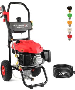 PowerSmart Gas Pressure Washer 3300 PSI, 2.5 GPM, 3L Soap Tank, Metal Spray Wand, 5 Nozzles for House, Driveways (DB1050)