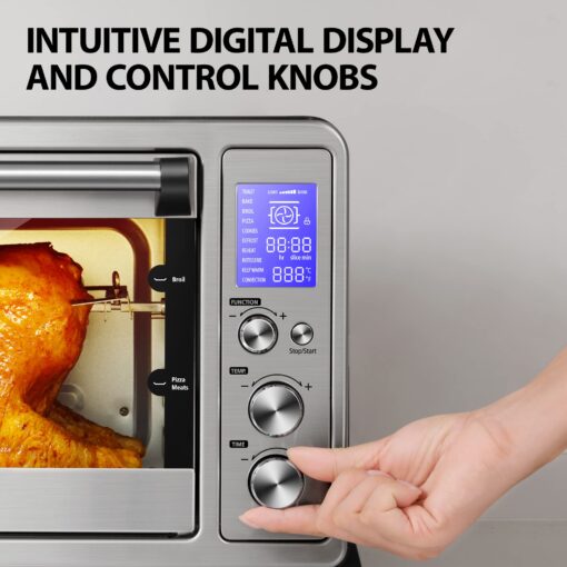 TOSHIBA AC25CEW-SS Large 6-Slice Convection Toaster Oven Countertop, 10-In-One with Toast, Pizza and Rotisserie, 1500W, Stainless Steel, Includes 6 Accessories - Image 2