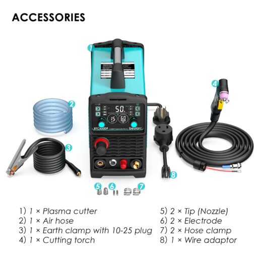 bestarc Plasma Cutter, Pilot Arc [Air Sensor Technology] 110/220V BTC500DP 10th Generation, 50Amps Screen Display Digital Plasma Cutting Machine (BTC500DP 10GEN 110/220V) - Image 2