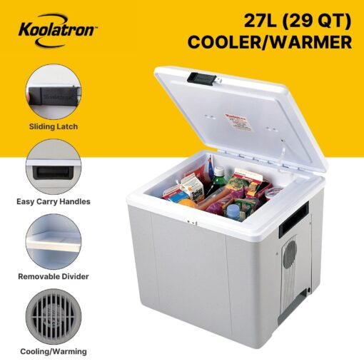Koolatron Portable Cooler - Electric Lunch Cooler For Car, Camping, Travel, 12 V Insulated Hard Sided Refrigerator For Vehicle, Boat, Truck, Warming & Cooling, Cools Drinks,Food For Road Trip, 29 qt - Image 8