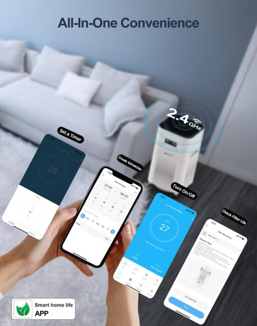 Dayette Smart WIFI Air Purifiers for Home Large Room Up to 3000 Sq Ft, APP & Alexa Control Air Cleaner, H14 Ture HEPA Filter for Allergies Pet Dander Smoke Dust, 22dB Sleep Mode for Bedroom - Image 5