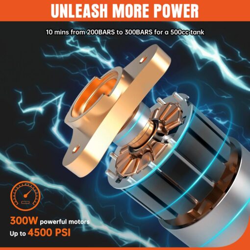 TOAUTO A1X-PRO PCP Air Compressor,4500Psi 30Mpa, Wire Spool Portable Design, Built-in Converter, Water/Oil-Free, One Button Start, Bursting disc, by 110V AC or 12V Car Battery (Manual Stop Version) - Image 3