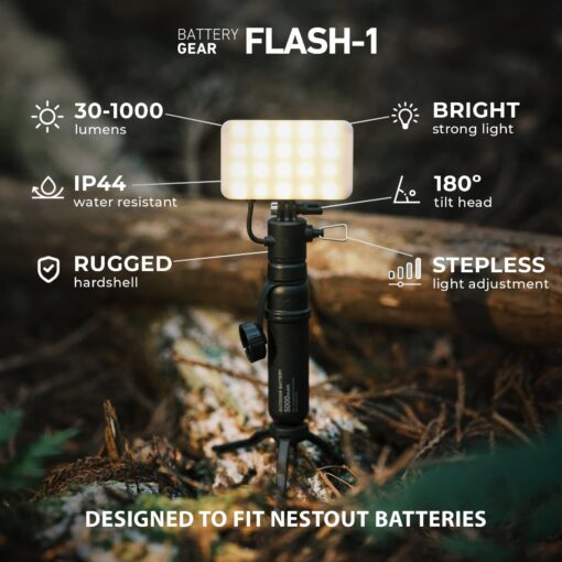 ELECOM NESTOUT 15000mAh Outdoor Power Bank + 4-Panel Solar Panel Charger + Flash-1 LED Flash Light Panel 1000 Lumen - Beige - Image 5