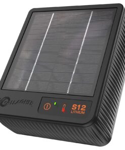 Gallagher S12 Solar Electric Fence Charger | Powers Up to 4 Miles / 18 Acres of Fence | Solar Lithium Technology, 0.12 Stored Joule Energizer | Built-in Earthing | Portable and Super Tough