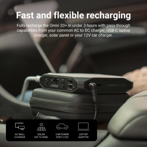 Omni 20+ Professional Premium Portable Power Bank with AC Outlet 20,000mAh/71Wh,Laptop Power Bank,Universal Charger for All Devices, Fast Charging USB-C & QC 3.0, Travel-Friendly Power Solution - Image 3