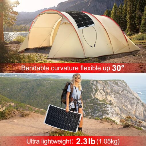 DOKIO Flexible Solar Panel 6x100w(600w) Semi-Flexible Bendable 12V Monocrystalline Off-Grid for RV Boat Cabin Van Car and Caravan RV Boat Camper……… - Image 3