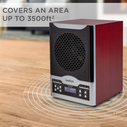 Ivation 5-in-1 HEPA Air Purifier & Ozone Generator W/Digital Display Timer and Remote, Ionizer & Deodorizer 3,700 Sq/Ft – HEPA, Carbon and Photocatalytic Filters, UV Light and Negative Ion Generator - Image 2