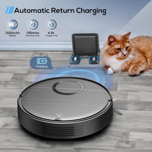 Robot Vacuum and Mop Combo, 2 in 1 Mopping Robot Vacuum Cleaner with Schedule, Wi-Fi/App/Remote, 2000Pa Max Suction, Self-Charging Robotic Vacuum, Slim, Ideal for Hard Floor, Pet Hair, Low-Pile Carpet - Image 2